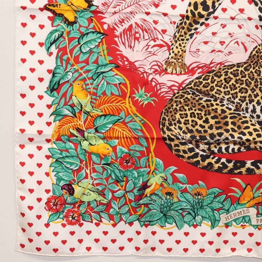 Hermes Silk Carre 90 Scarf In Jungle Love White - Picture 2 of 9